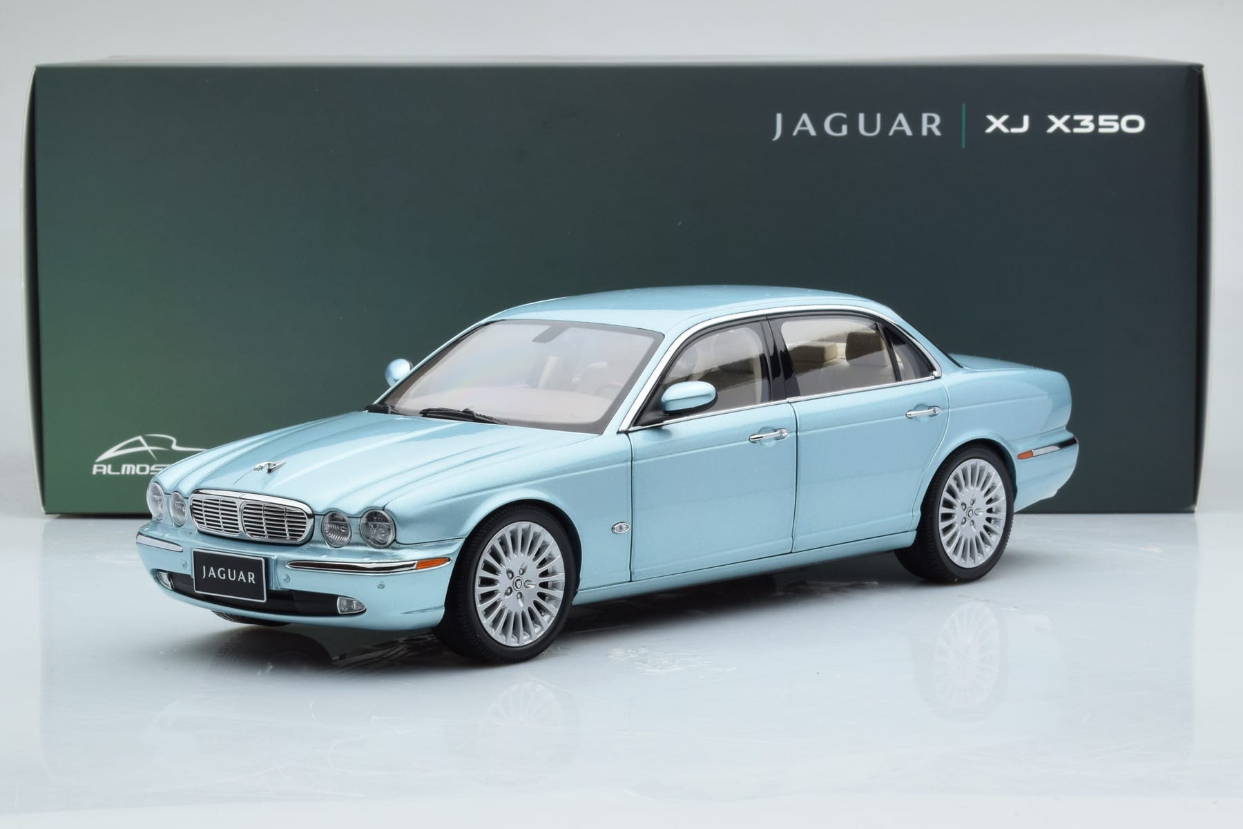 Jaguar XJ6 X350 Seafrost Light Blue Almost Real 1:18 810503 Diecast - image 11 of 11