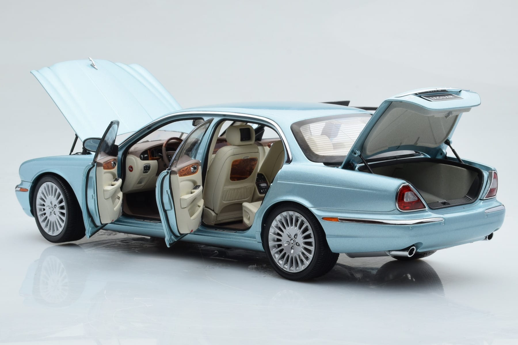 Jaguar XJ6 X350 Seafrost Light Blue Almost Real 1:18 810503 Diecast - image 3 of 11