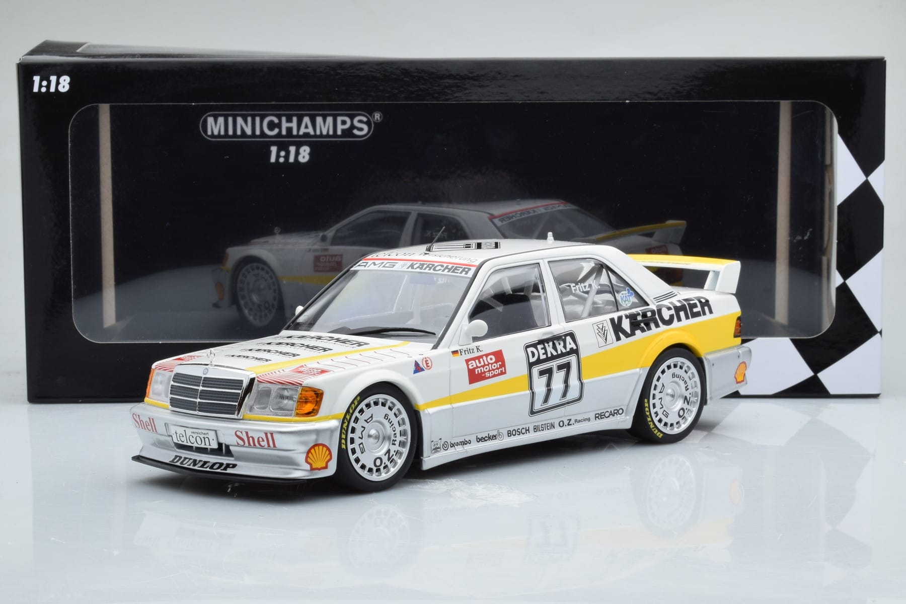 Mercedes 190E 2.5-16 W201 EVO 1 Karcher #77 F. Kreutzpointer Team AMG-Mercedes DTM 1990 Minichamps 1:18 155903677 Diecast - image 6 of 6