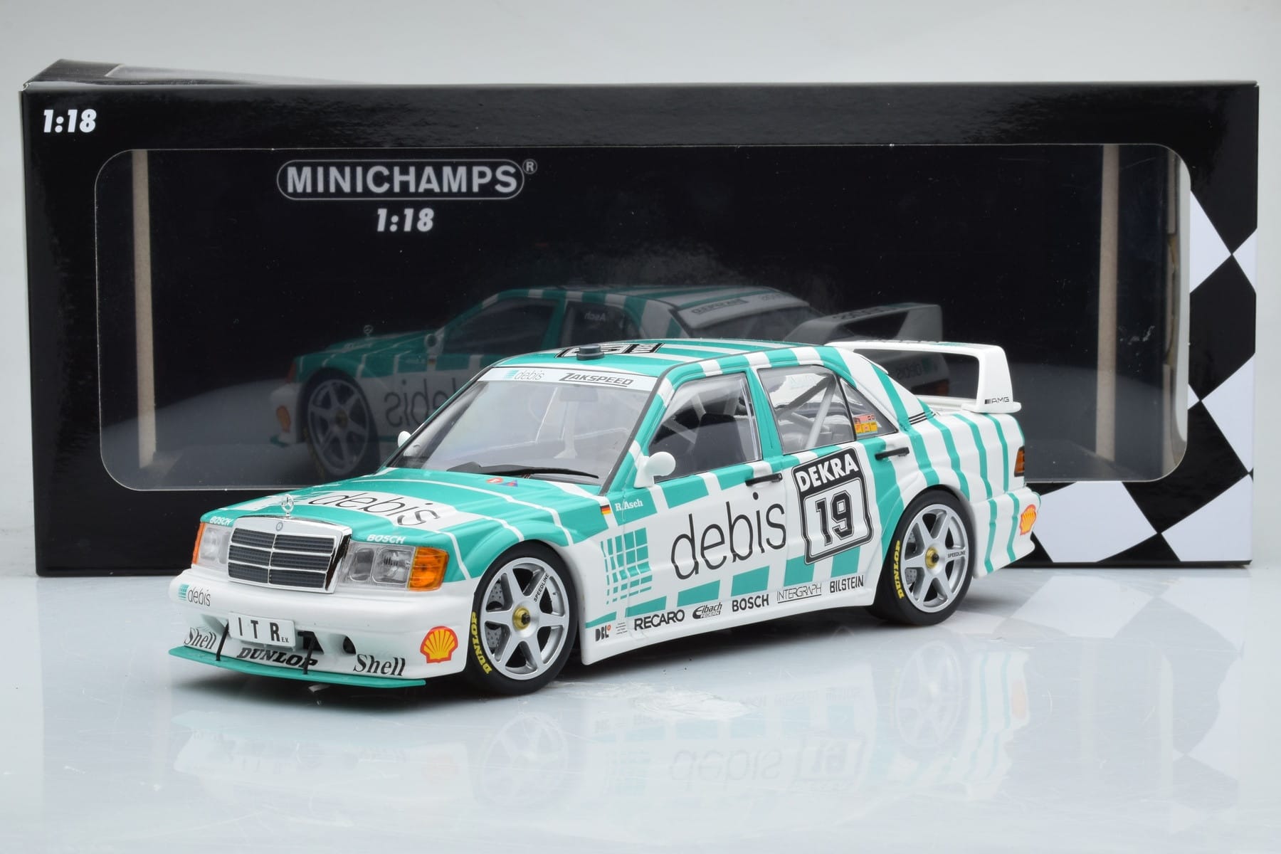 Mercedes 190E 2.5-16 W201 EVO 2 Debis #19 R. Asch Team Zackspeed DTM 1991 Minichamps 1:18 155913619 Diecast - image 6 of 6