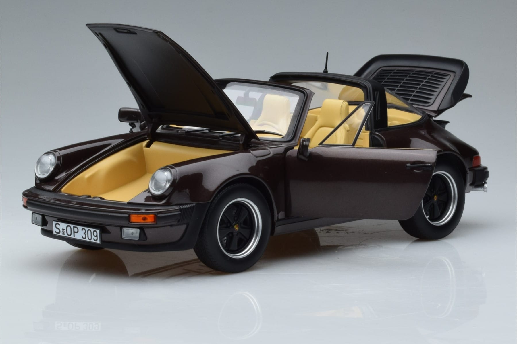 Porsche 911 964 Turbo Targa Brown Norev 1:18 187665 Diecast - image 2 of 8