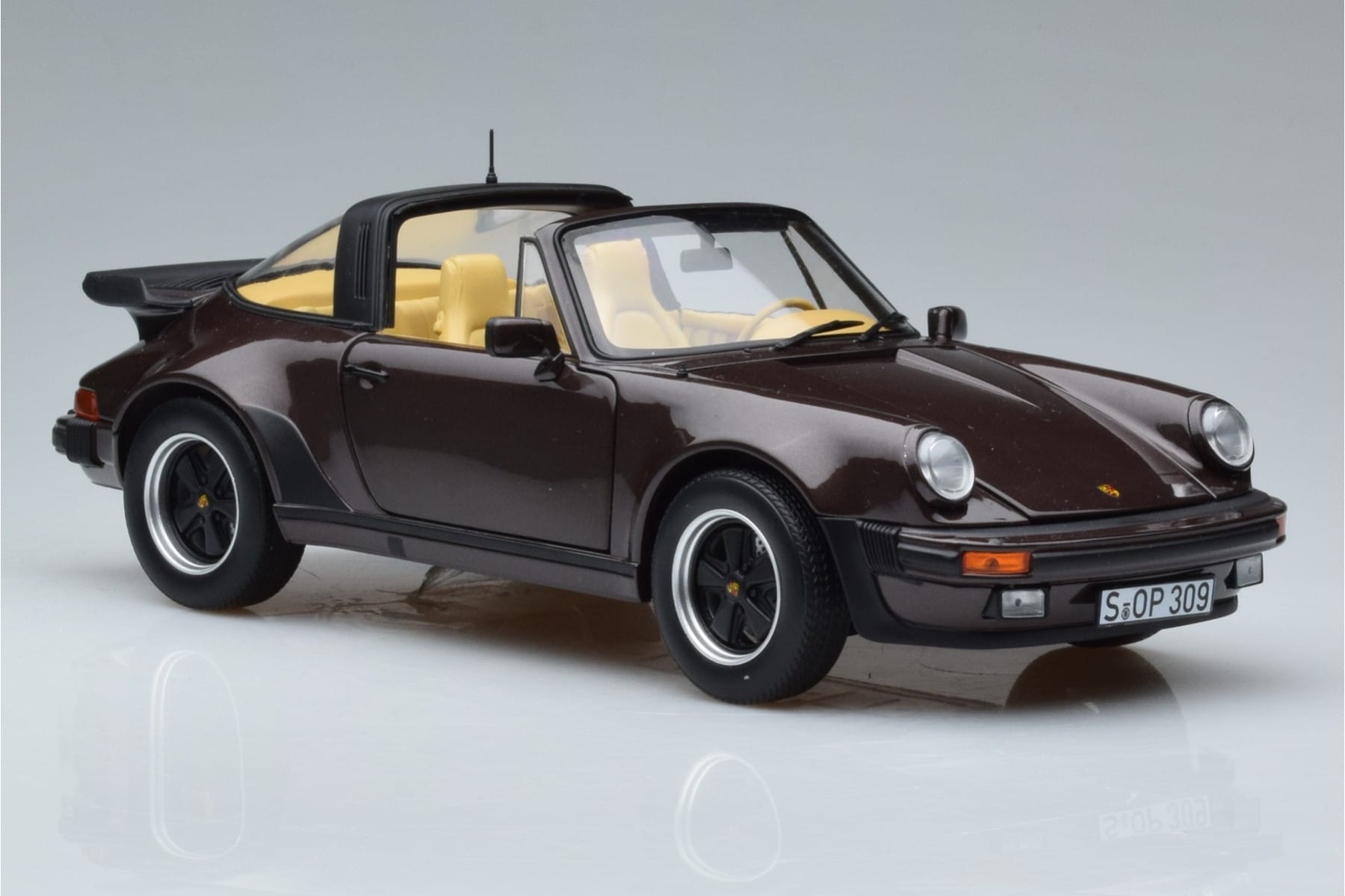 Porsche 911 964 Turbo Targa Brown Norev 1:18 187665 Diecast - image 6 of 8
