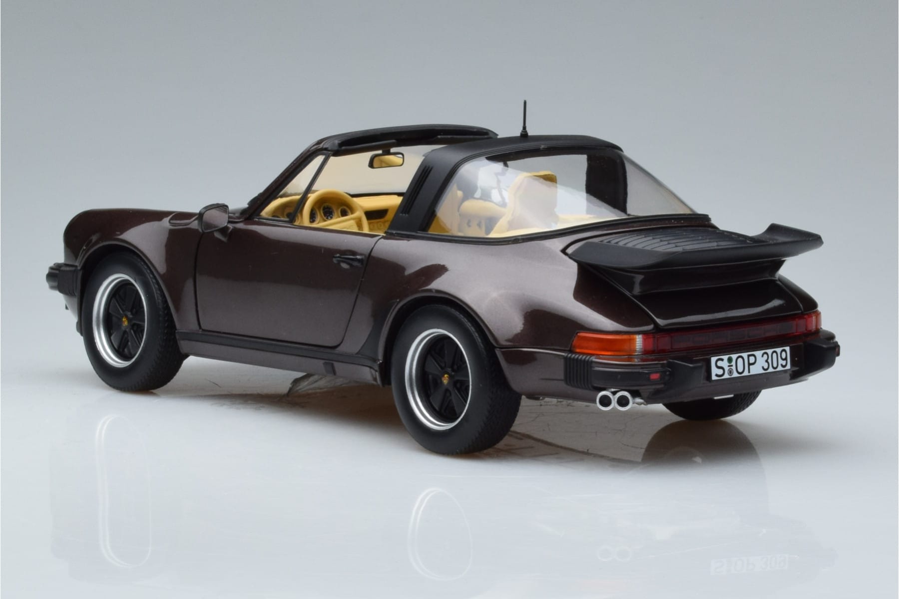 Porsche 911 964 Turbo Targa Brown Norev 1:18 187665 Diecast - image 7 of 8