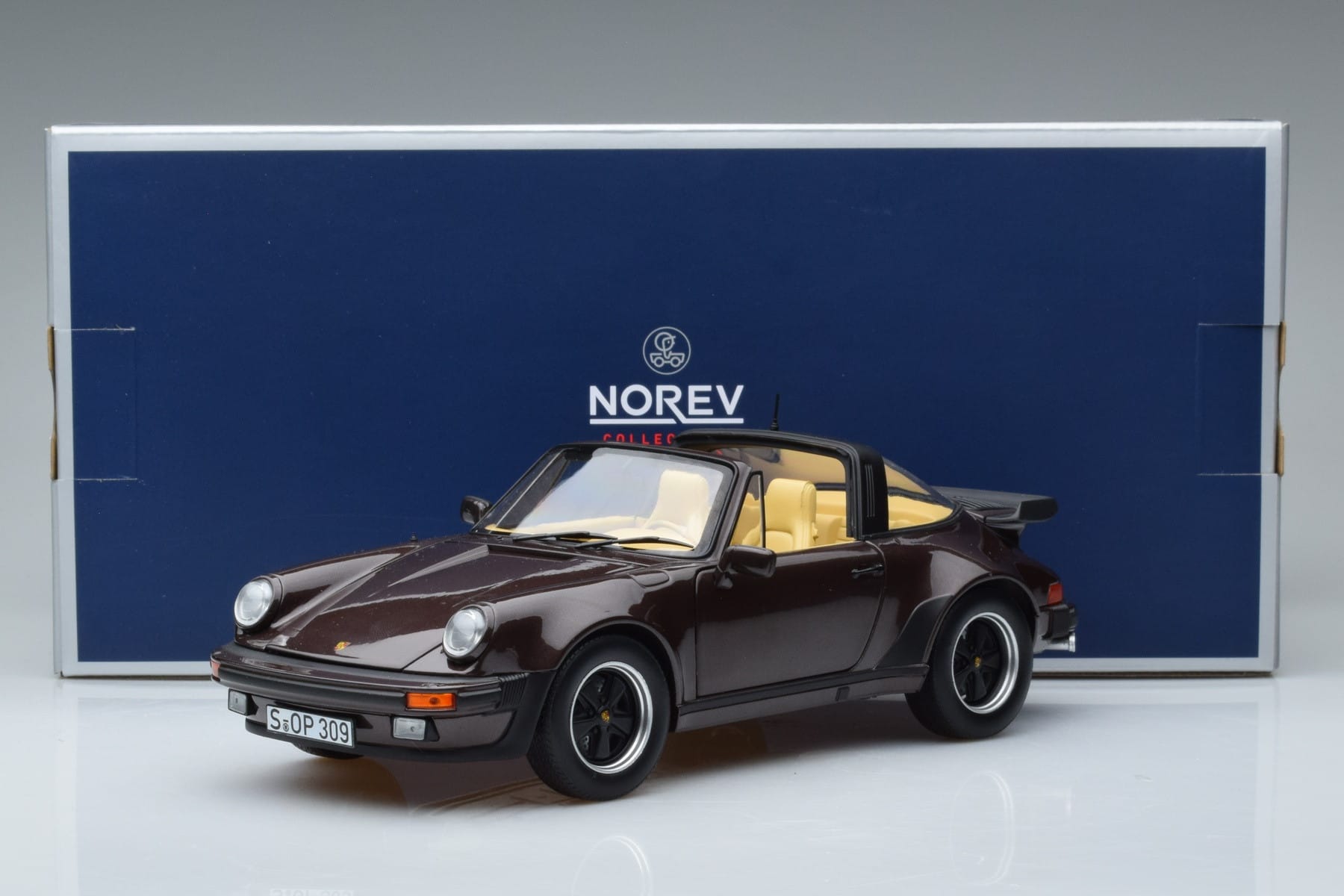 Porsche 911 964 Turbo Targa Brown Norev 1:18 187665 Diecast - image 8 of 8