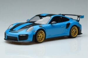 Porsche 911 991.2 GT3 RS Weissach Package Miami Blue Gold Wheels Minichamps 1:18 153068310 Diecast