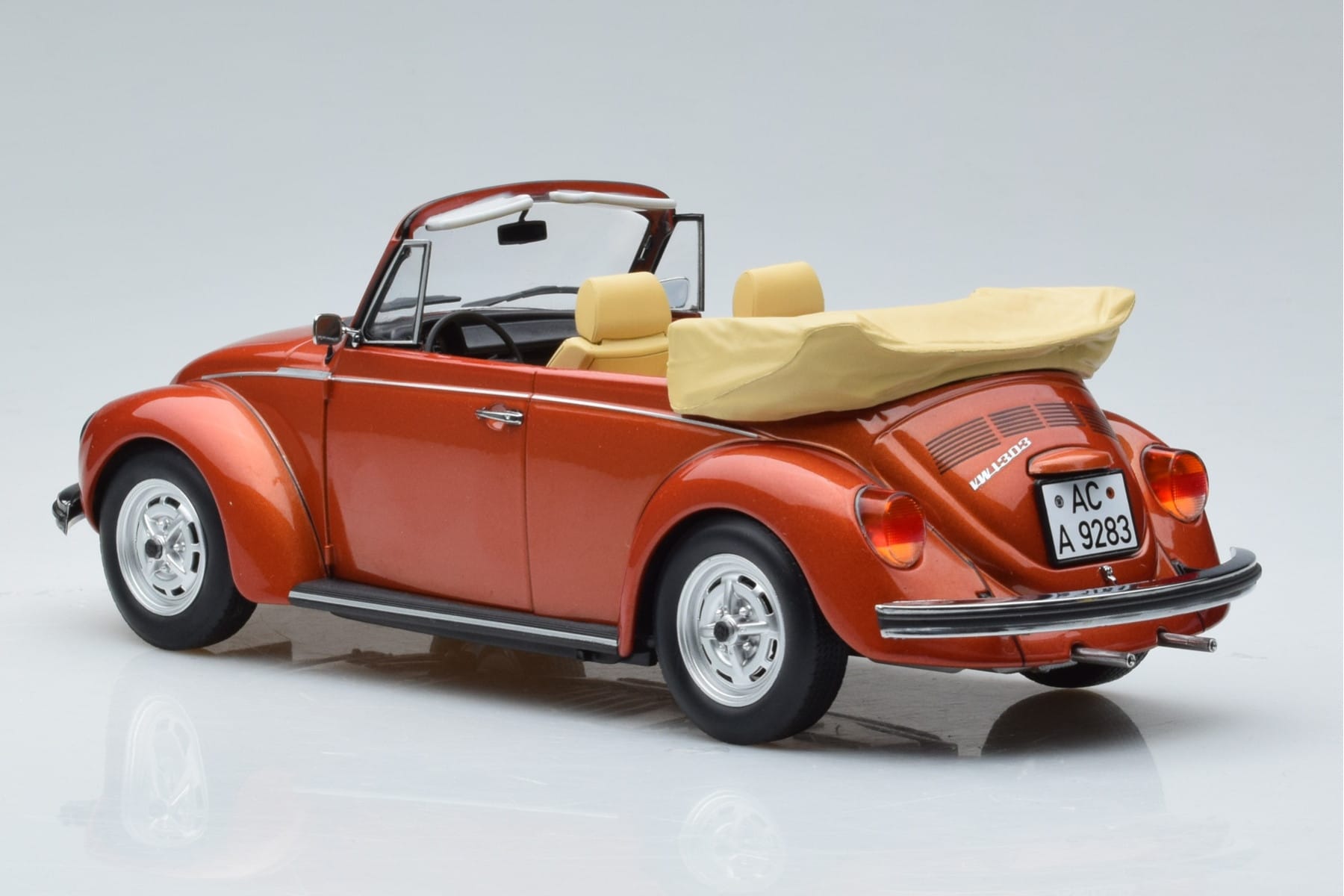 Volkswagen Beetle 1303 Cabriolet Orange Norev 1:18 188526 Diecast - image 5 of 6