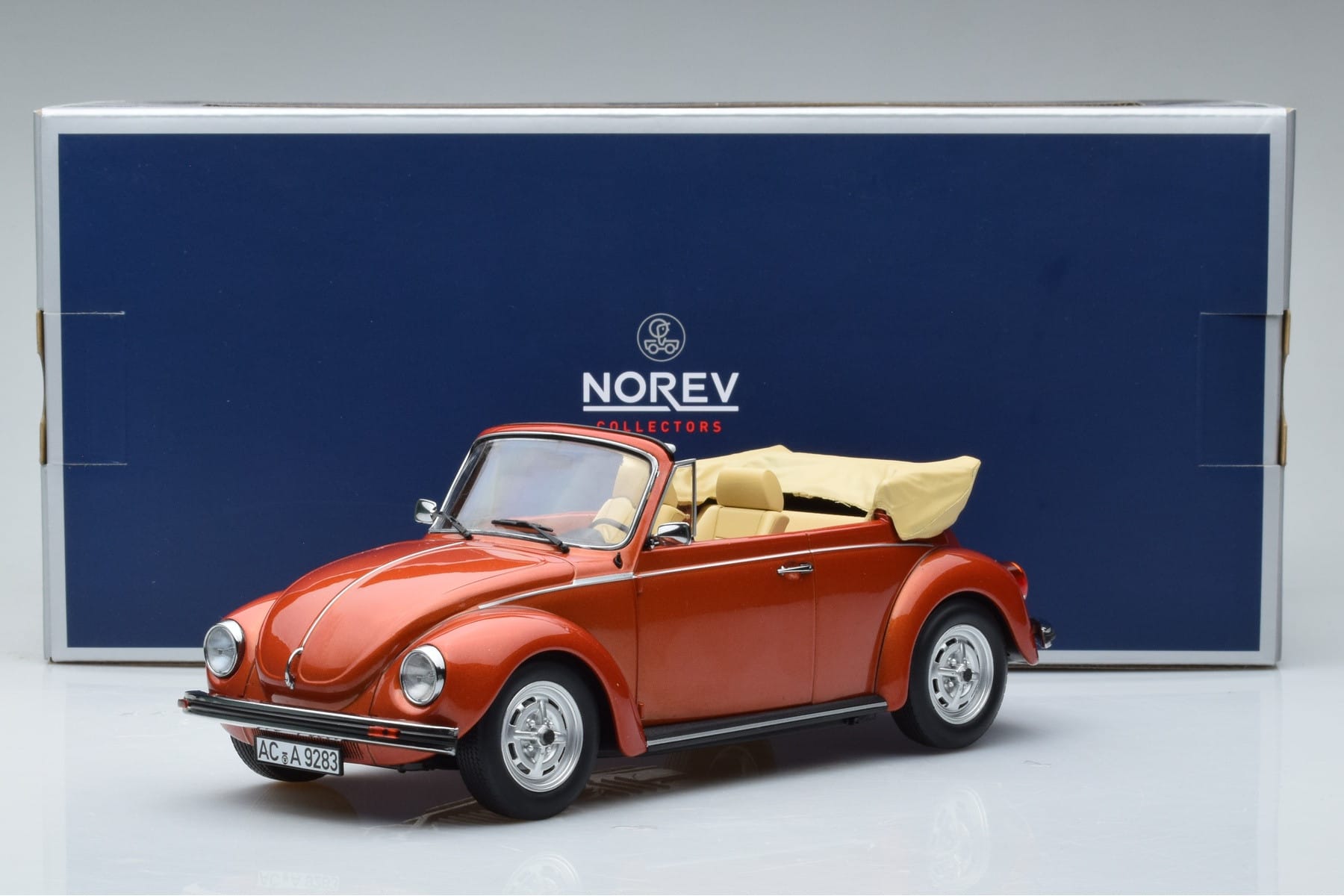 Volkswagen Beetle 1303 Cabriolet Orange Norev 1:18 188526 Diecast - image 6 of 6
