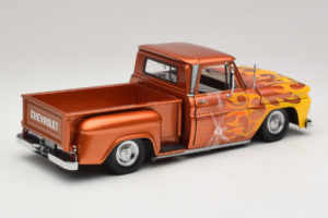 Chevrolet C-10 Stepside Pickup Lowrider Orange with Flame Sun Star 1:18 1392 Diecast - image 2 of 6