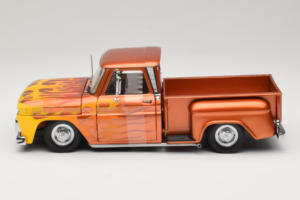 Chevrolet C-10 Stepside Pickup Lowrider Orange with Flame Sun Star 1:18 1392 Diecast - image 3 of 6