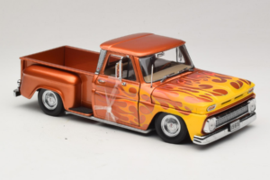 Chevrolet C-10 Stepside Pickup Lowrider Orange with Flame Sun Star 1:18 1392 Diecast - image 4 of 6