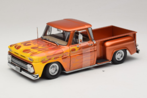 Chevrolet C-10 Stepside Pickup Lowrider Orange with Flame Sun Star 1:18 1392 Diecast