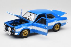 Ford Escort Mk1 RS 1600 Blue White Stripes Minichamps 1:18 100688102 Diecast - image 2 of 8