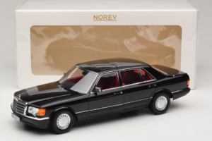 Mercedes 560 SEL W126 Black With Red Interior Norev 1:18 183788 Diecast - image 2 of 8