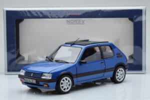 Peugeot 205 GTi 1.9 With Window Roof Miami Blue Norev 1:18 184844 Diecast - image 8 of 8