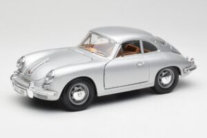 Porsche 356B Silver & Brown Interior Bburago 1:18 3021-M2 Diecast