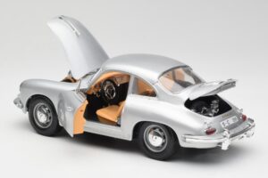 Porsche 356B Silver & Brown Interior Bburago 1:18 3021-M2 Diecast - image 5 of 8