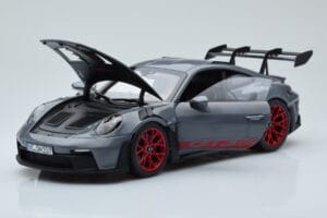 Porsche 911 992 GT3 RS Arctic Grey Pyro Red Norev 1:18 187350 Diecast - image 2 of 8