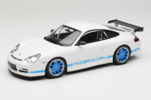 Porsche 911 996 GT3 RS White Blue Stripes Minichamps 1:18 155062021 Diecast