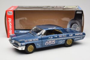 Pontiac Catalina Super Duty Super Stock #655 Blue 1962 Auto World 1:18 AW201/06 Diecast - image 8 of 8