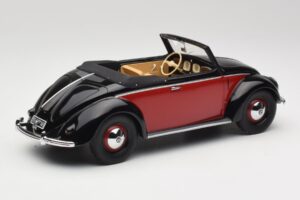 Volkswagen Beetle Hebmuller Convertible Black & Red Minichamps 1:18 107054230 Resin - image 2 of 6