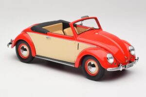 Volkswagen Beetle Hebmuller Convertible Red & Cream Minichamps 1:18 107054231 Resin - image 4 of 6
