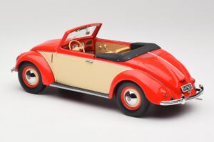 Volkswagen Beetle Hebmuller Convertible Red & Cream Minichamps 1:18 107054231 Resin - image 5 of 6
