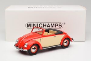 Volkswagen Beetle Hebmuller Convertible Red & Cream Minichamps 1:18 107054231 Resin - image 6 of 6