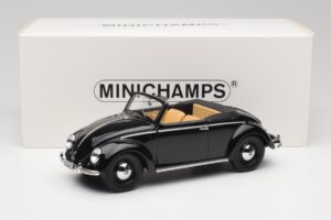 Volkswagen Beetle Type 1 Hebmuller Convertible Black Minichamps 1:18 107054232 Diecast - image 6 of 6